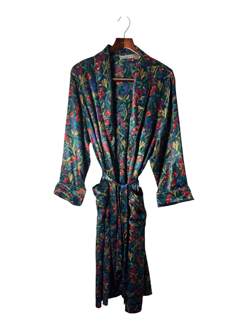 Vintage Cacique multi floral color robe with matching belt sz M